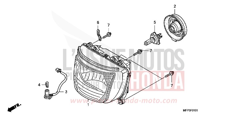 SCHEINWERFER (CB1300S/CB1300SA) von CB1300 Super Bold'or ABS PEARL SUNBEAM WHITE (NHA66KF) von 2008
